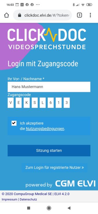 Videosprechstunde login